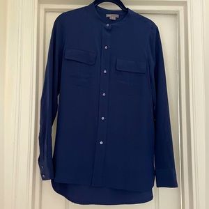 Vince slightly worn silk navy mandarin tunic button down